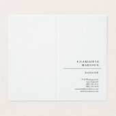 Modern eenvoudig wit trendy minimalistisch gewoon visitekaartje (Buitenkant ongevouwen)
