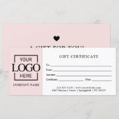Modern Eenvoudig Wit Zakelijk Logo Cadeaubon (Voorkant / Achterkant)
