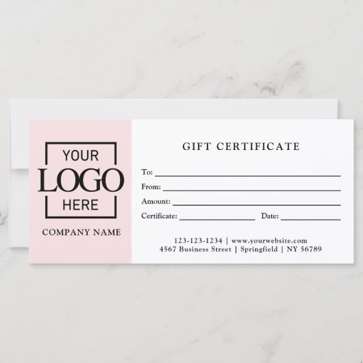 Modern Eenvoudig Wit Zakelijk Logo Cadeaubon (Voorkant)