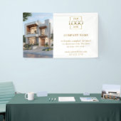 Modern Eenvoudig Wit Zakelijk Logo Professioneel Spandoek (Beurs)