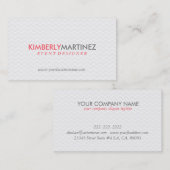 Modern Eenvoudig Wit Zigzag Chevron Patroon Visitekaartje (Voorkant / Achterkant)