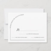 Modern Eenvoudig Wit Zwart RSVP Kaartje (Voorkant)