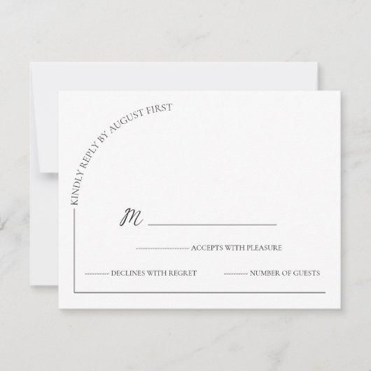 Modern Eenvoudig Wit Zwart RSVP Kaartje (Voorkant)
