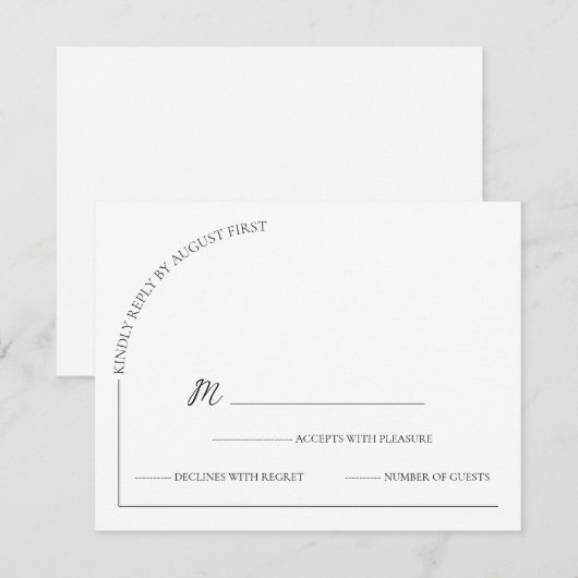 Modern Eenvoudig Wit Zwart RSVP Kaartje (Voorkant / Achterkant)
