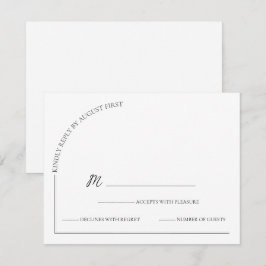 Modern Eenvoudig Wit Zwart RSVP Kaartje