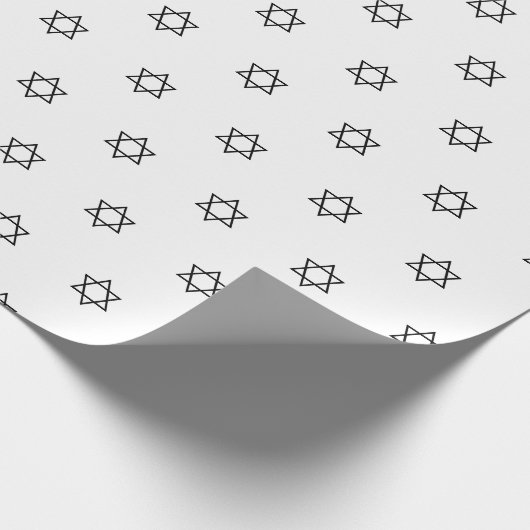 Modern eenvoudig wit zwart Star of David patroon Cadeaupapier (Hoek)