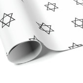 Modern eenvoudig wit zwart Star of David patroon Cadeaupapier (Rol Hoek)