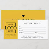 Modern Eenvoudig Zakelijk Logo Cadeaubon (Voorkant / Achterkant)