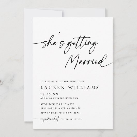 Modern eenvoudig ze gaat trouwen Vrijgezellenfeest Kaart (Voorkant)