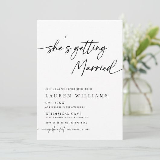 Modern eenvoudig ze gaat trouwen Vrijgezellenfeest Kaart (Staand voorkant)