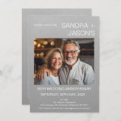 Modern eenvoudig zilver 25e bruiloft Jubileum Kaart (Voorkant / Achterkant)