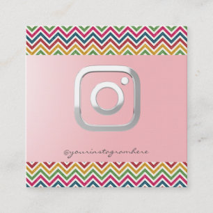 Modern Eenvoudig ,Zilver ,Zigzag,Instagram Vierkante Visitekaartje