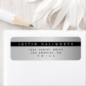 Modern eenvoudig zilveren look retouradres etiket (Insitu)