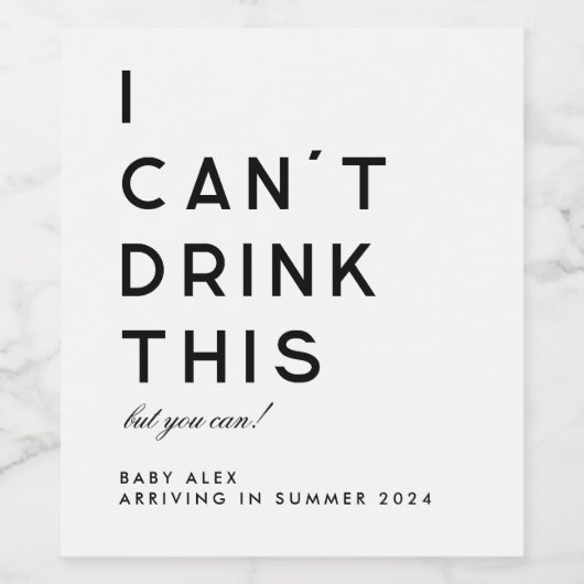 Modern Eenvoudig Zwangerschap Aankondiging Wijnlab Wijn Etiket (Enkel label)