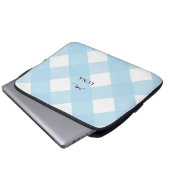 Modern Eenvoudig Zwart Bow Blauw Monogram Gingham Laptop Sleeve (Voorkant onderkant)