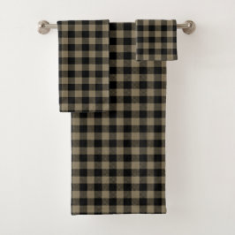 Modern Eenvoudig Zwart Bruin Buffel Plaid Bad Handdoek