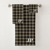 Modern Eenvoudig Zwart Bruin Buffel Plaid Bad Handdoek (Insitu)