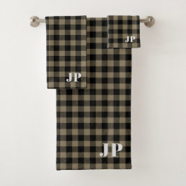 Modern Eenvoudig Zwart Bruin Buffel Plaid Bad Handdoek