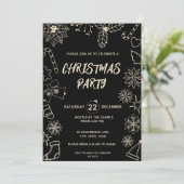 Modern Eenvoudig Zwart en Goud Elegant Kerstfeest Kaart (Staand voorkant)
