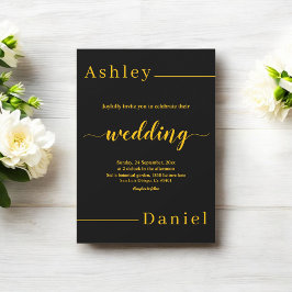 Modern eenvoudig zwart en goud elegante chique bru kaart