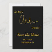 Modern eenvoudig zwart en goud elegante chique bru save the date (Voorkant)