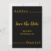 Modern eenvoudig zwart en goud elegante chique bru save the date (Voorkant)