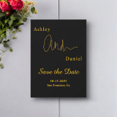 Modern eenvoudig zwart en goud elegante chique bru save the date