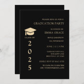 Modern Eenvoudig Zwart en Goud Graduation Party Kaart (Voorkant / Achterkant)