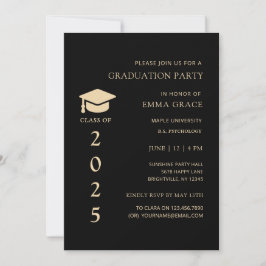 Modern Eenvoudig Zwart en Goud Graduation Party Kaart
