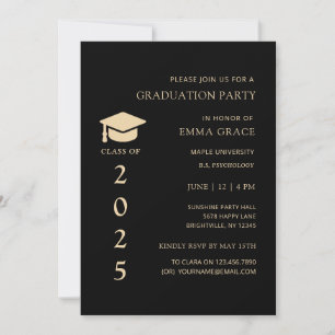 Modern Eenvoudig Zwart en Goud Graduation Party Kaart
