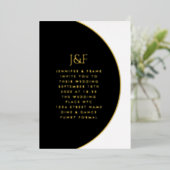 Modern Eenvoudig Zwart en Wit Goud Monogram Echte Folie Uitnodiging (Staand Voorkant)