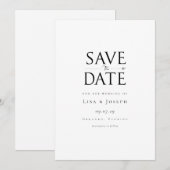 Modern Eenvoudig Zwart en Wit Save The Date (Voorkant / Achterkant)