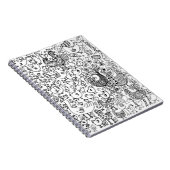 Modern Eenvoudig Zwart en Wit Vogels Patroon Notitieboek (Rechterzijde)