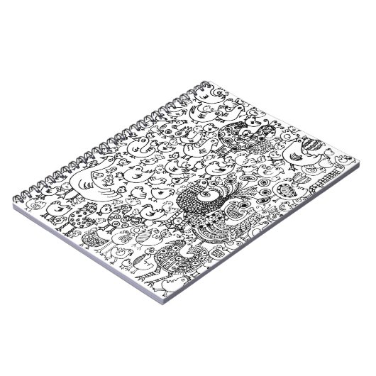 Modern Eenvoudig Zwart en Wit Vogels Patroon Notitieboek (Linkerzijde)