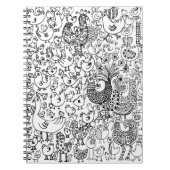 Modern Eenvoudig Zwart en Wit Vogels Patroon Notitieboek (Voorkant)