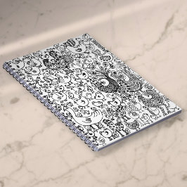 Modern Eenvoudig Zwart en Wit Vogels Patroon Notitieboek