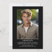 Modern eenvoudig zwart foto Afstuderen Aankondiging (Voorkant)