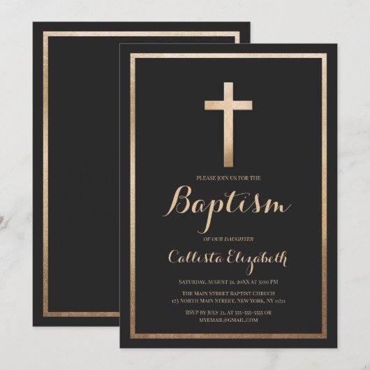 Modern eenvoudig zwart goud grensoverschrijdende d kaart (Voorkant / Achterkant)