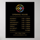 Modern eenvoudig zwart goud | Openingstijden van b Poster (Voorkant)