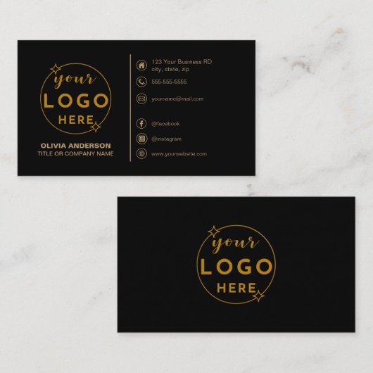 Modern Eenvoudig Zwart Logo Aangepaste Iconen Soci Visitekaartje (Voorkant / Achterkant)