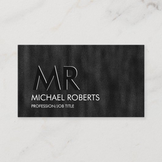Modern Eenvoudig Zwart Minimalistisch Getextureerd Visitekaartje (Voorkant)