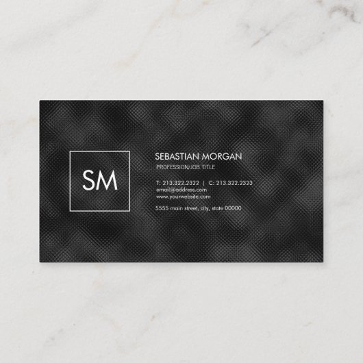 Modern Eenvoudig Zwart Minimalistisch Getextureerd Visitekaartje (Achterkant)
