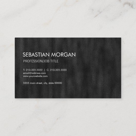 Modern Eenvoudig Zwart Minimalistisch Textured Visitekaartje (Achterkant)
