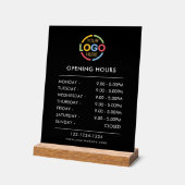 Modern Eenvoudig Zwart | Openingstijden Business L Acryl Bord (Hoek)