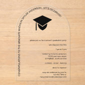 Modern eenvoudig zwart Pet N Tassel Arch Afstudere Acryl Uitnodigingen (Voorkant)