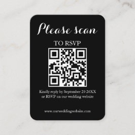 Modern Eenvoudig Zwart QR Code & RSVP Huwelijk Informatiekaartje