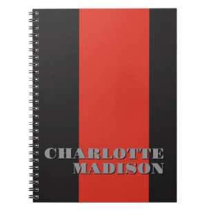 Modern Eenvoudig Zwart Rood Trendy Minimalistisch  Notitieboek