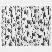 Modern Eenvoudig Zwart Wit Abstract Vine Fleece Deken (Voorkant (Horizontaal))