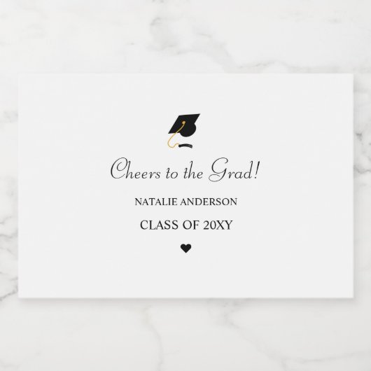 Modern Eenvoudig zwart-wit Afstuderen Afstuderen Likeurfles Etiket (Enkel label)