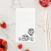 Modern Eenvoudig zwart-wit bloempapier servet (Insitu)